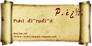 Puhl Árpád névjegykártya